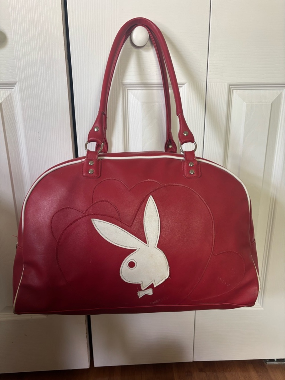Vintage Playboy Red & White Y2K Bowler Bag